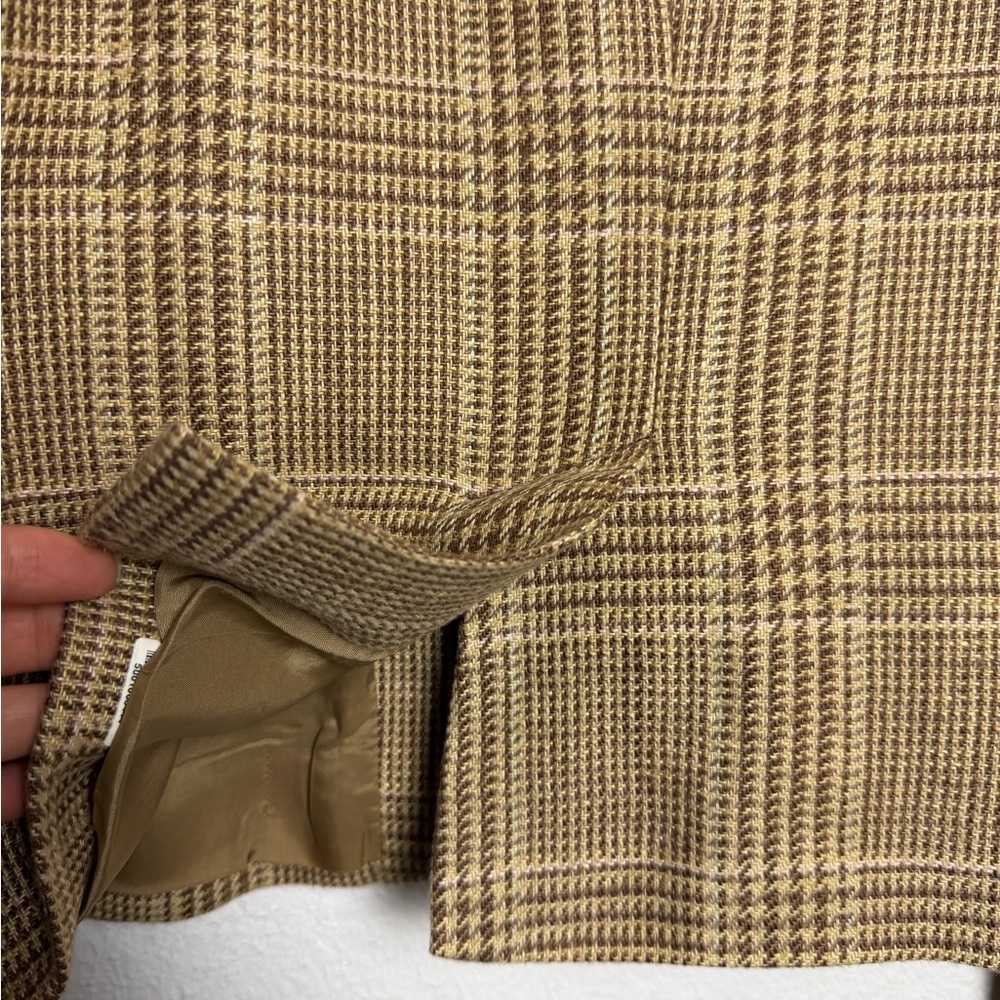 Lauren Ralph Lauren Glen Plaid Blazer Tan and Brown Size 12 - Picture 7 of 11